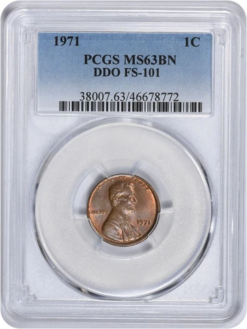 1971 Lincoln Cent DDO FS-101 MS63BN PCGS Cover