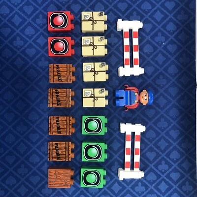 LEGO DUPLO RAILROAD TRAIN LOT FIGURE PRINTED FENCE PACKAGE CONDUCTOR 17 PIECES - Image 1 of 4