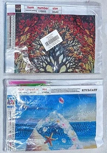 2 Diamond Painting Sets für Erwachsene Lebensbaum & Strand Ufer Szene Seestern NEU - Bild 1 von 6