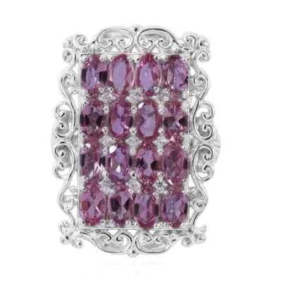 Anillo 3,85 Tono de Turmalina Rosa y Circón Platinado Esterlina Talla 10 Foto 1 de 4