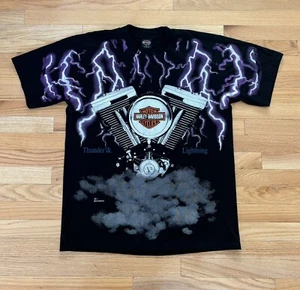 Camisa Harley Davidson Thunder & Lightning 1987 estampada XL para hombre - Imagen 1 de 9
