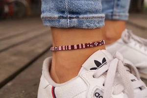 Colourful Boho Fabric Handmade Braided Ankle Bracelet x 1 - Picture 1 of 1