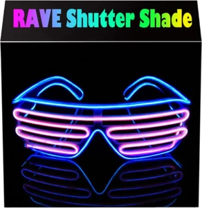 Light up Flashing Shutter Neon Rave Glasses El Wire LED Sunglasses Glow DJ Costu - Picture 1 of 6