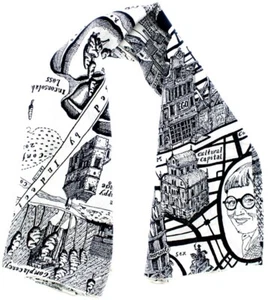 Grayson Perry Striking Graphic Silk Scarf Map Of Days Etching From Four Plates - Picture 1 of 3
