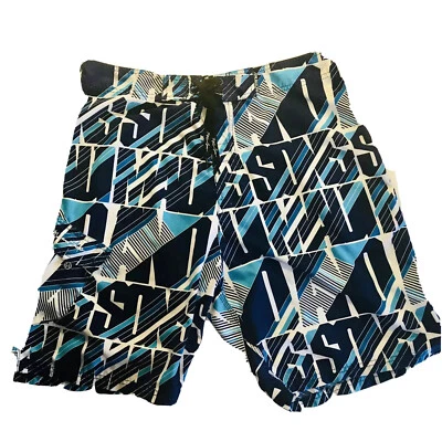 Bermuda de natação masculina MAUI AND SONS tamanho 34 super limpa azul e branca - Imagem 1 de 4