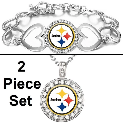 Pittsburgh Steelers Gift Set Womens Sterling Silver Necklace And Bracelet D18D27 Cover