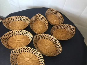 7 platos de picnic vintage de mimbre de ratán cesta escritorio de almacenamiento boho 12 x 8 - Imagen 1 de 4