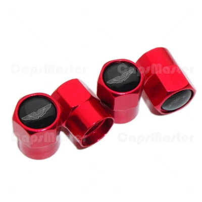4x Tapas de válvula de aire de neumáticos para llantas de coche Aston Martin hexagonales vástago cubierta antipolvo decoración rojo Foto 1 de 4