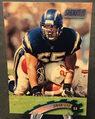 1997 Stadium Club Football Card #1 Junior Seau Chargers (NM) - Image 1 of 2