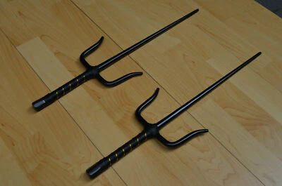2×19“ Martial Arts Karate Black Ninja Sword Octagon Chrome Sais set - image 1 of 3