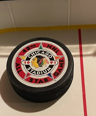 1991 NHL All Star Game Souvenir Puck  Chicago Stadium Blackhawks Cover