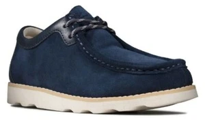 BNIB Clarks Boys CROWN WALL K Navy Suede Shoes - Picture 1 of 3