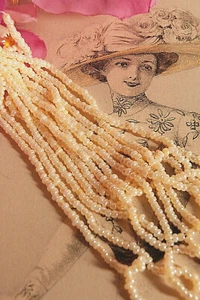 014D/ TOLLES ALTES GLASPERLENKRANZ RUND ROSA PFIRSICH EP. ART DECO - Bild 1 von 4