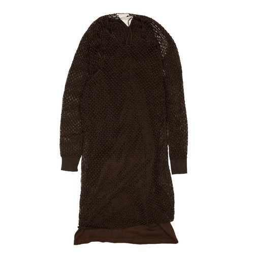 Set abito in maglia di perline marrone cioccolato BOTTEGA VENETA nuovo con etichette taglia 4 40