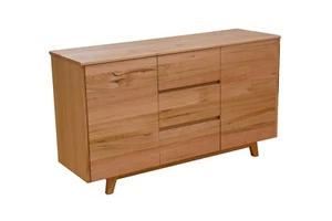 GRANVILLE SOLID TASMANIAN OAK BUFFET SIDEBOARD CLEAR LACQUER 2 DOORS 3 DRAWERS - Picture 1 of 5