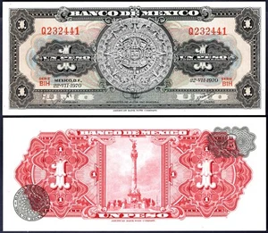MEXICO 🇲🇽 P59* 1 PESO* SERIE BIH * PREFIX Q* ND 22/07/1970* UNC GEM - Picture 1 of 1