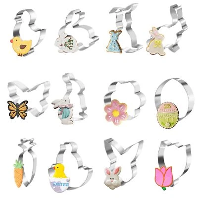 Ausstechformen Ostern 12Stück Osterhasen Ausstecher Edelstahl Keksausstecher ... - Bild 1 von 4