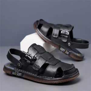 Men's Sandals Closed Toe Leather Fisherman Sport Hiking Outdoor Casual Sandals - Picture 1 of 8
