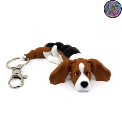 Basset Hound Flexi Fidget Cute Dog Keychain Zipper Pull Articulating 3D Puppy - Image 1 of 4