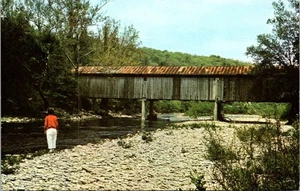 Creek Bed Brown County Ohio Columbus Young Bridge Vintage Chrome Postcard B1 - Picture 1 of 2