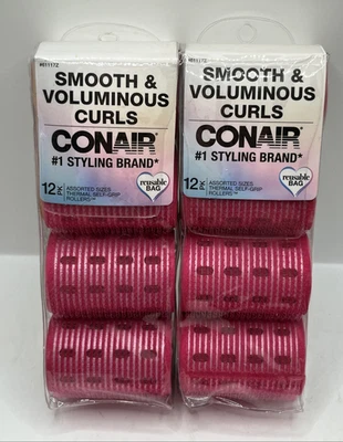 Paquete de 12 rodillos térmicos de autoagarre surtidos con rizos suaves y voluminosos Conair Foto 1 de 4
