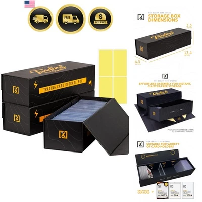 Trading Card Storage Box 3 Pack Large Capacity Magnetic Lid Fits 800 Cards - Image 1 of 4