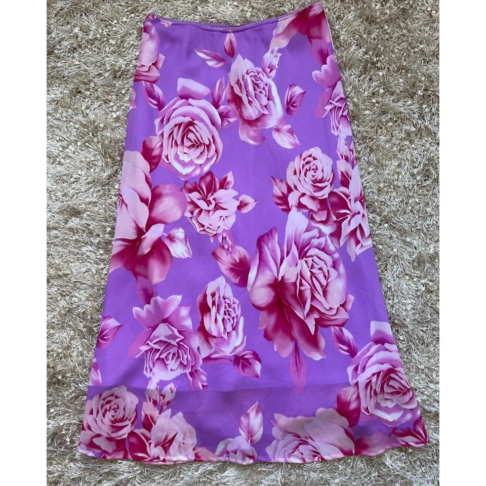 Pierre Cardin Skirt Womens 12 Petite Floral Y2K 90s Cottage Midi A Line Purple - Image 1 of 4