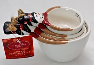 St. Nicholas square Ceramic Snowman measuring cups hand painted New with tags - Picture 1 of 7