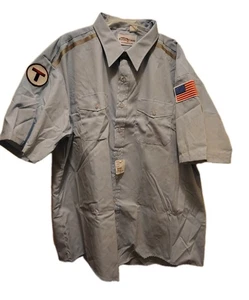 MBTA Flying Cross Short Sleeve Work Uniform Shirt Men 19.5 Blue USA New NWT - Picture 1 of 6