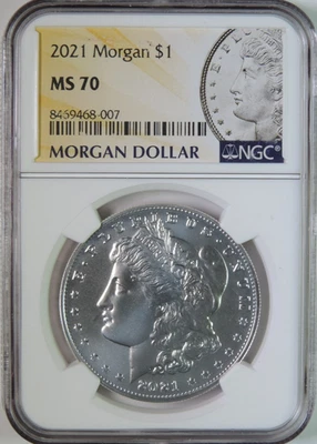2021 Morgan Silver Dollar $1 Coin Philadelphia Mint NGC MS70 - Image 1 of 4