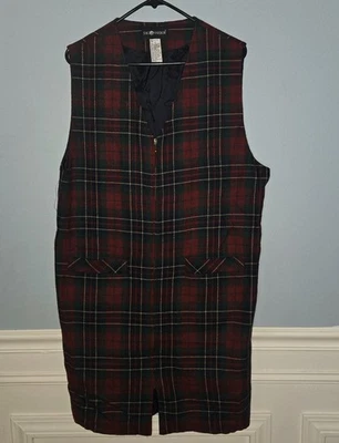 Vintage Plaid Wool Blend Red Green Zippered Jumper Pinafore Dress Size 12 Retro - Image 1 of 4