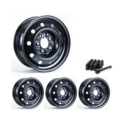 5x114.3 Set of 4 15" Rims Black Steel Wheel fits 2002-05 Buick Park Avenue, OEN1 - Image 1 of 4