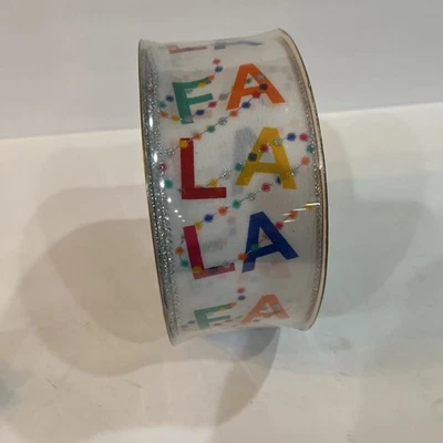 Members Mark Premium Holiday Wired Edge Ribbon 2.5 Inch Wide x 50 Yards Fa La La - Image 1 of 4