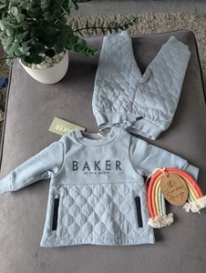 BNWT Ted Baker Boy Blue Smart Logo Tracksuit Jogger Set Outfit 3-6m Quilted Gift - Picture 1 of 15