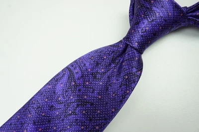 Corbata Estándar Cuadrada Brioni Seda Violeta Negro Paisley Rosa Hecha en Italia NUEVA Foto 1 de 4