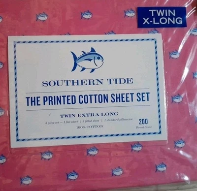 BRAND NEW SOUTHERN TIDE TWIN XL SIZE SKIPJACK SHEET SET COLOR PINK - Image 1 of 4