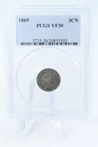 1869-P PCGS VF30 Three (3) Cent Nickel Business Strike 3CN - Picture 1 of 2
