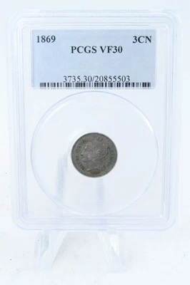 1869-P PCGS VF30 Three (3) Cent Nickel Business Strike 3CN - Image 1 of 2