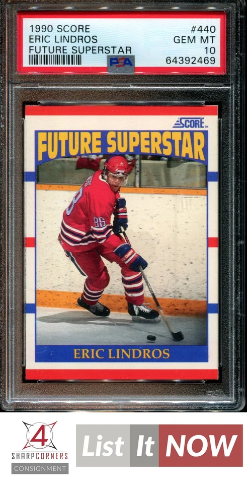 1990 SCORE FUTURE SUPERSTAR #440 ERIC LINDROS RC HOF PSA 10 - Image 1 of 1