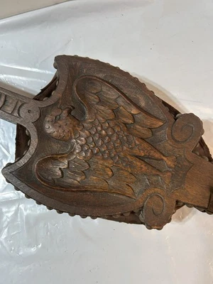 Antique hand carved fireplace Bellows From The 1800s wood and leather - Image 1 of 4
