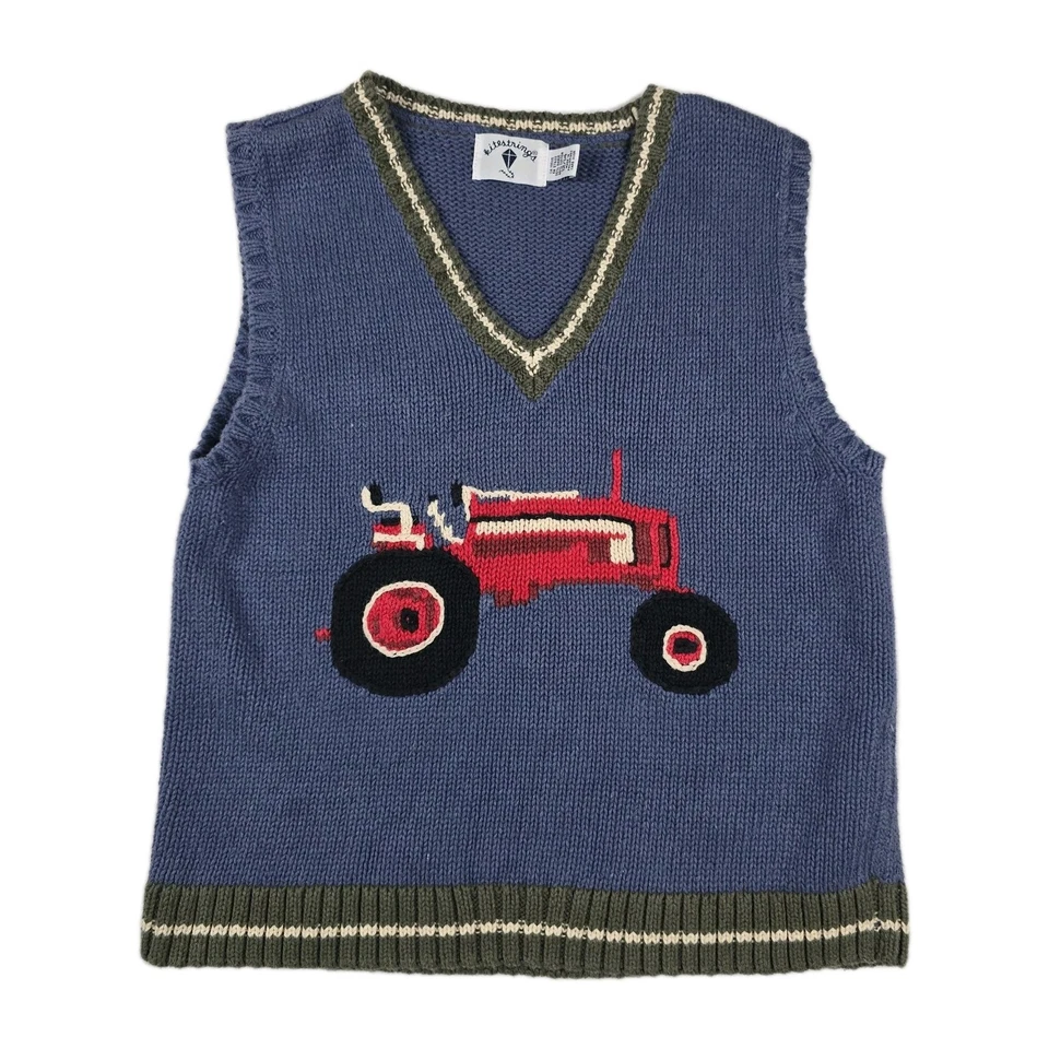 Kitestrings by Hartstring Kids Size 12/14 Sweater Vest Boys Red Tractor - Image 1 of 4
