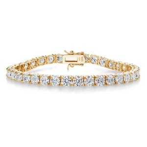 18K Yellow Gold Plated Silver White Moissanite Tennis Bracelet For Women (18.00 - Picture 1 of 4
