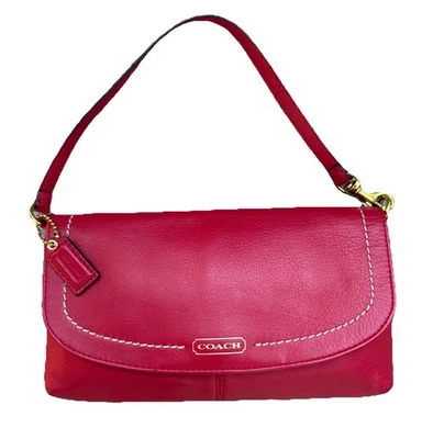 Coach Campbell Leather Large Flap Wristlet Wallet Purse Wallet Red # F50183 - Image 1 of 4