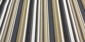 P KAUFMANN PATIO STRIPE CHARCOAL Furniture Upholstery Fabric BY THE YARD 54"W - Picture 1 of 5