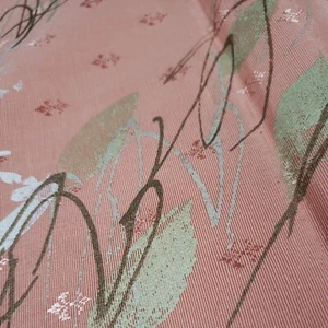 Abstract Embossed Fabric Fleur-De-Lis Hand Painted Designer Luxury Peach 3+ Yds - Picture 1 of 12