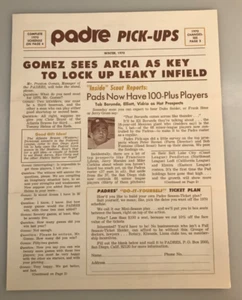 1970 San Diego Padres Pick-Ups MLB Baseball Newsletter Broschüre Frühjahr 2. Jahr - Bild 1 von 3
