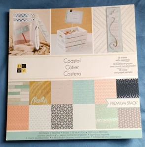 12" x 12" Scrapbook Papier Blöcke DCWV Küste 48 Blatt Perle Folie Leinen Karte - Bild 1 von 9