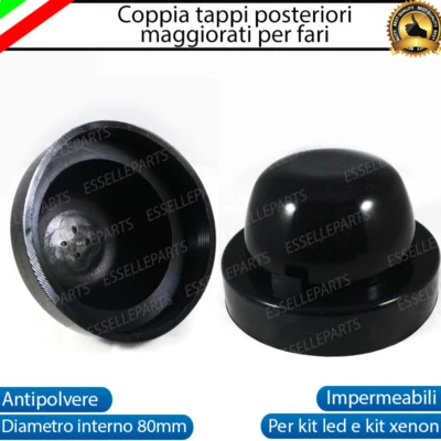 COPPIA TAPPI POSTERIORI MAGGIORATI DIAMETRO 80mm X KIT LED E XENON H7 H4 H11 H8 - Immagine 1 di 4