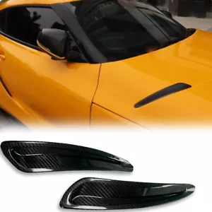 2pcs Carbon Fiber Hood Air Vent Trim Cover For Toyota Supra MK5 A90 2019+ E - Picture 1 of 8