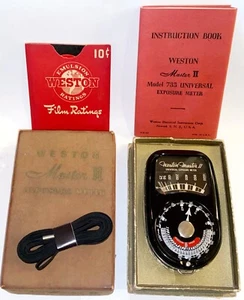 Weston Master II Universal Camera Light Exposure Meter Model 735 Original Box - Picture 1 of 12